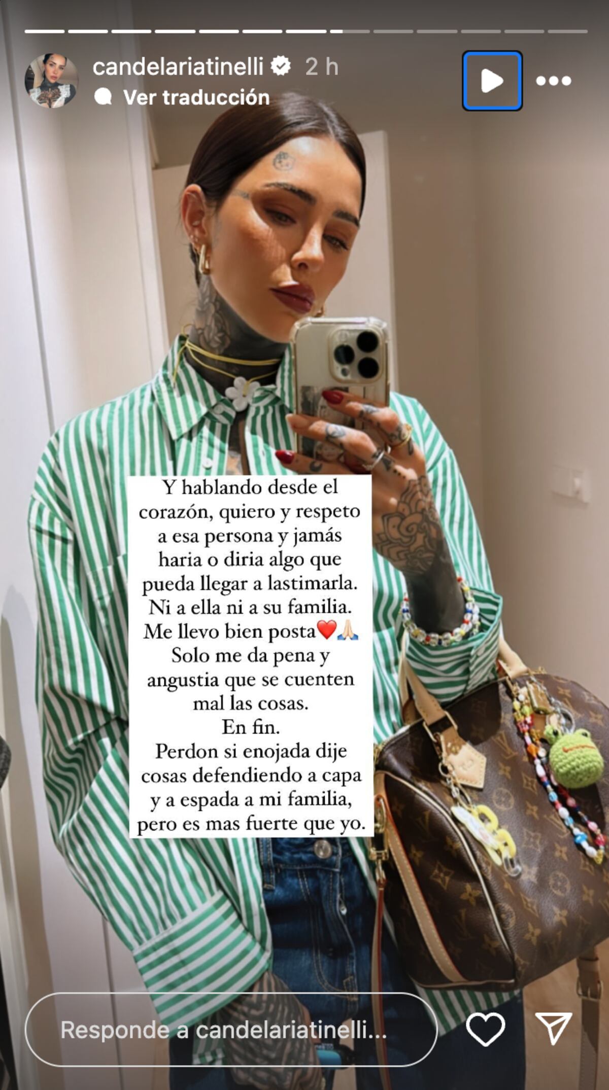 Las historias de Cande Tinelli sobre "Ángel", la canción de Tini que tilda a su padre de traidor. (Fotos: captura de pantalla)