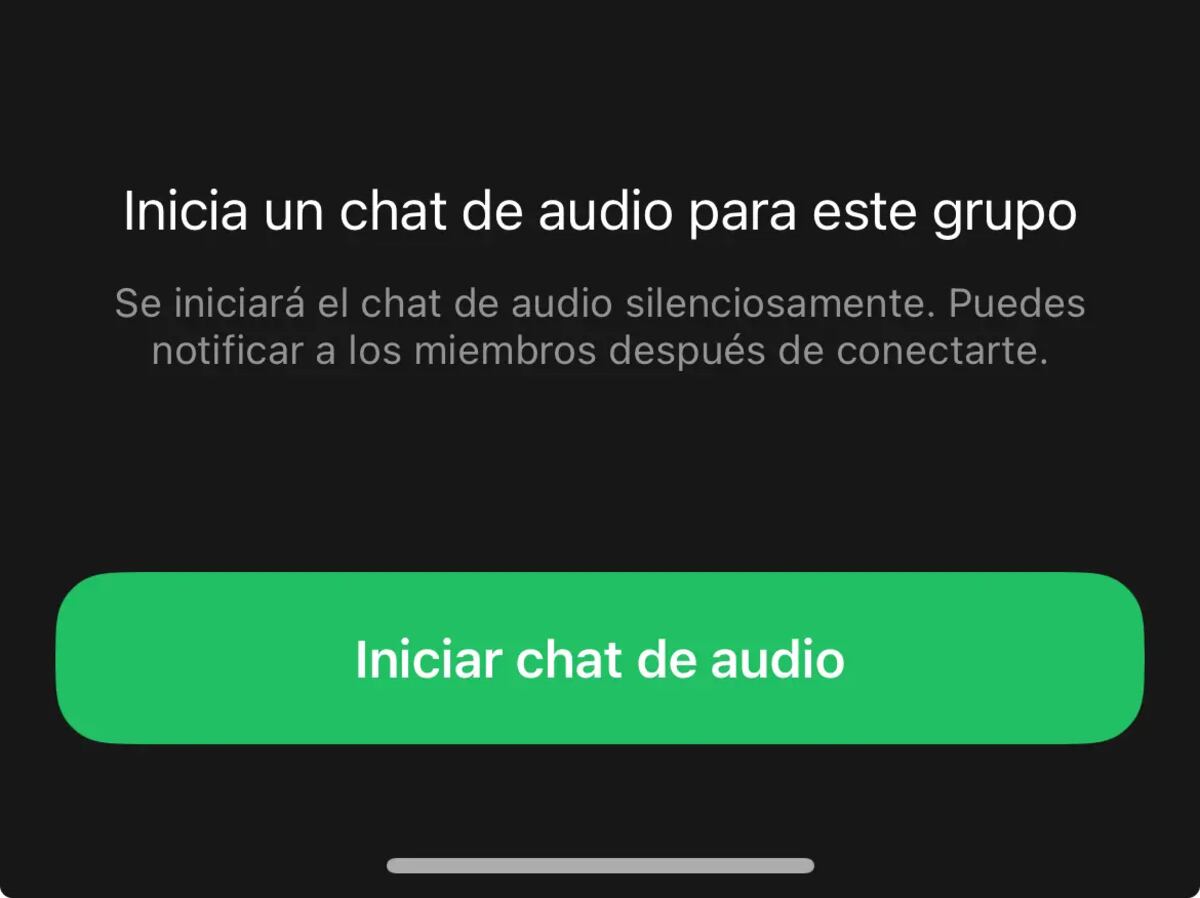 La función de WhatsApp para iniciar chat de audio grupal. (Chequeado)