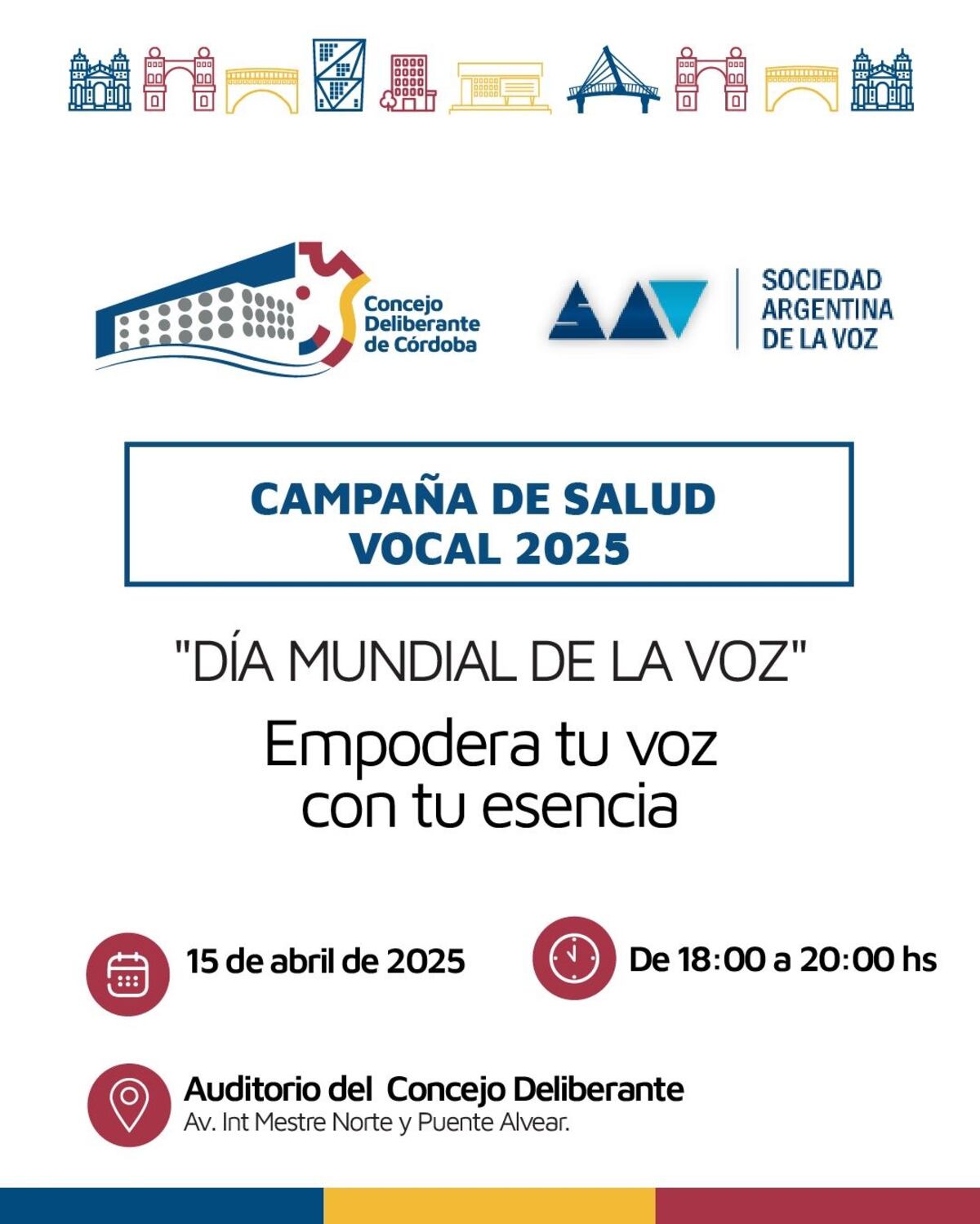 Charla gratuita. Por el Día Mundial de la Voz en el Concejo Deliberante de la ciudad de Córdoba.