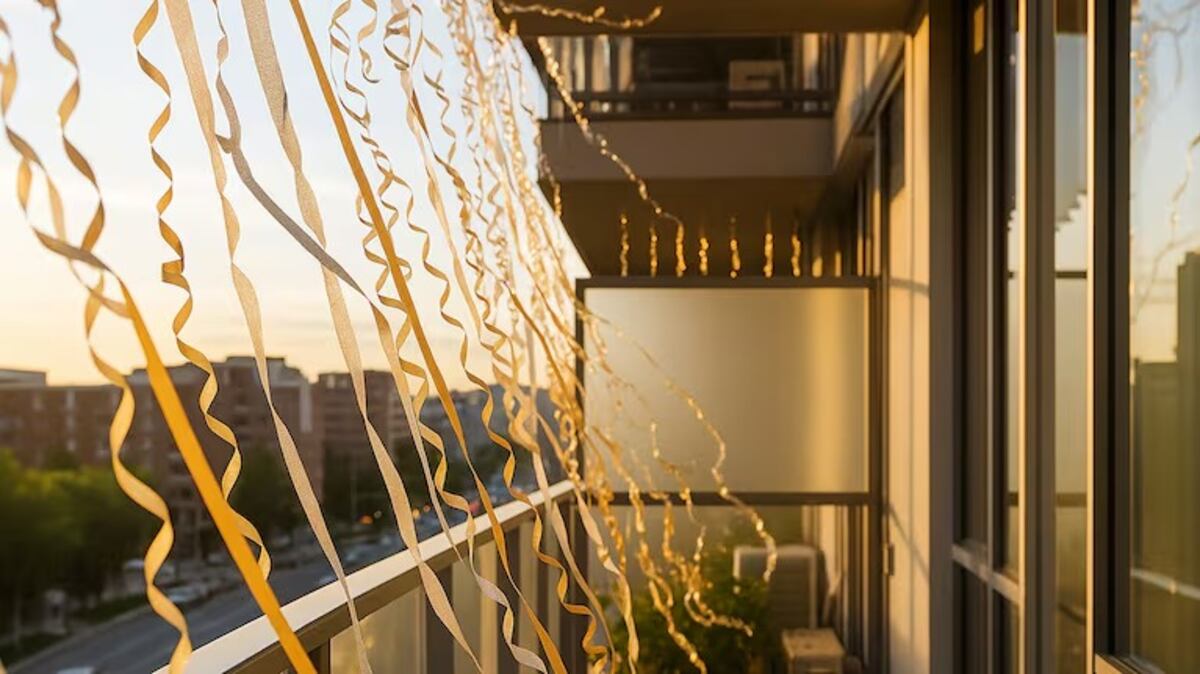 El truco infalible y ecológico: para qué sirven las cintas doradas y plateadas que ves en los balcones
