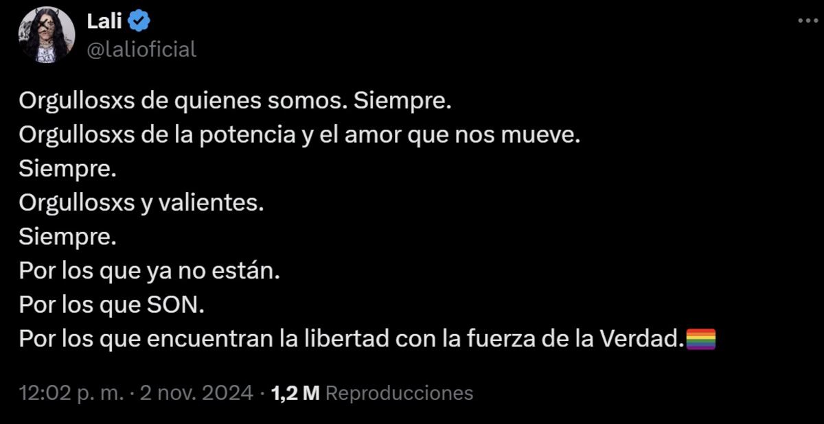 El mensaje de Lali en el marco de la Marcha del Orgullo en Buenos Aires (Captura de pantalla)