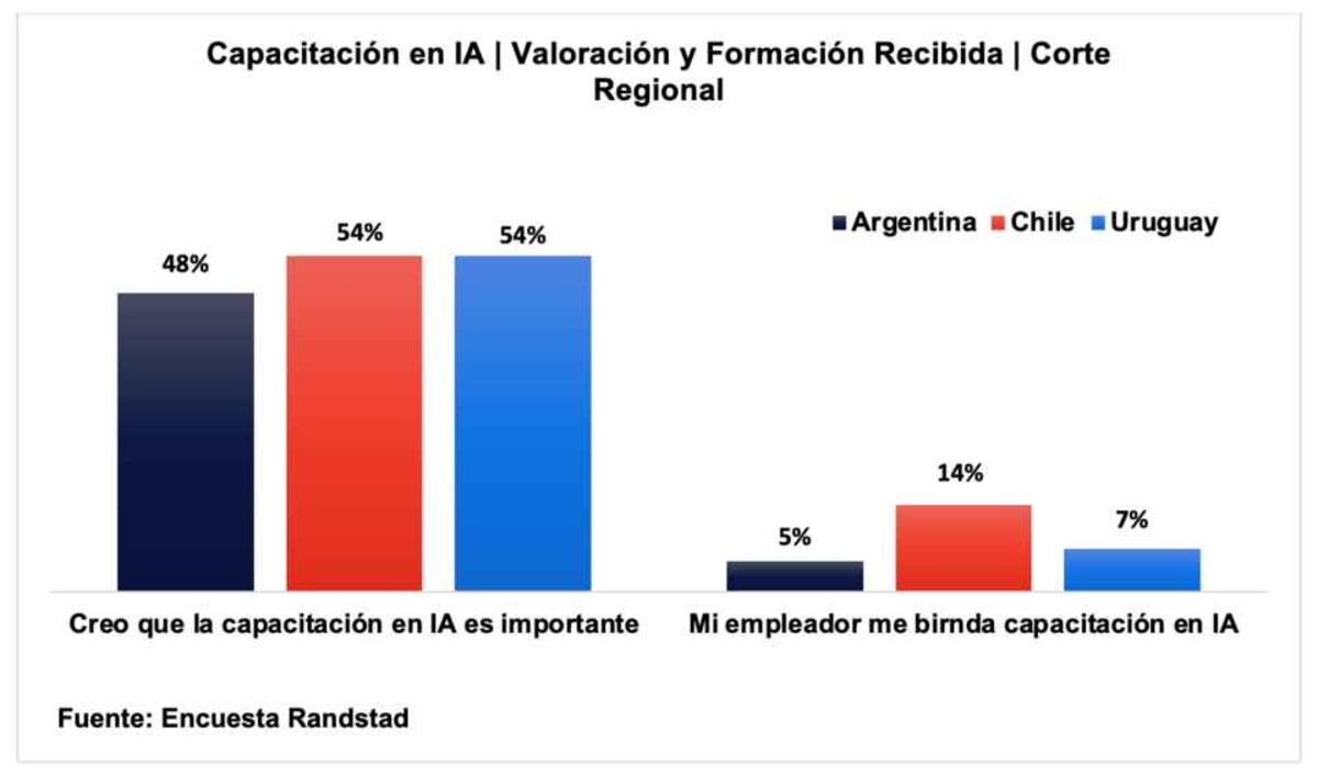 El 48% de los trabajadores argentinos considera importante la formación en IA, sin embargo, la mayoría no recibió capacitación por parte de su empresa.