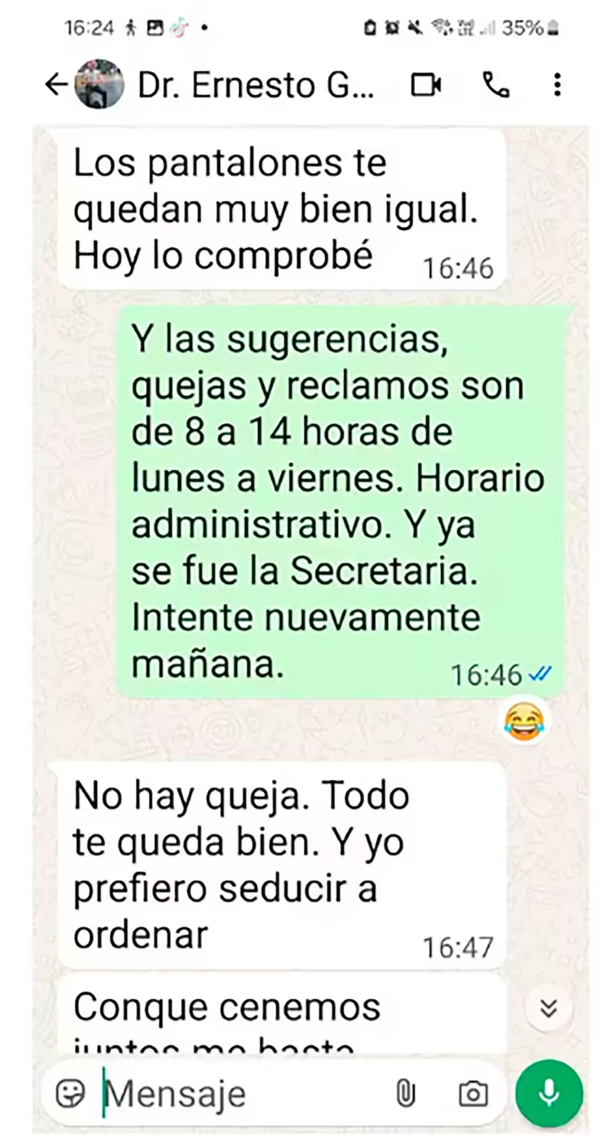 Los chats y audios que comprometen al juez de San Isidro acusado de acoso sexual. (Gentileza)