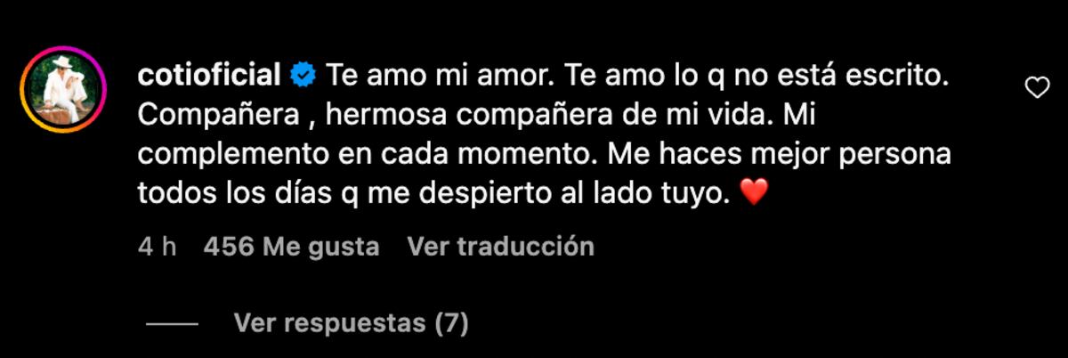 La respuesta de Coti a las palabras de Cande Tinelli por su cumpleaños. (Foto: captura de pantalla)