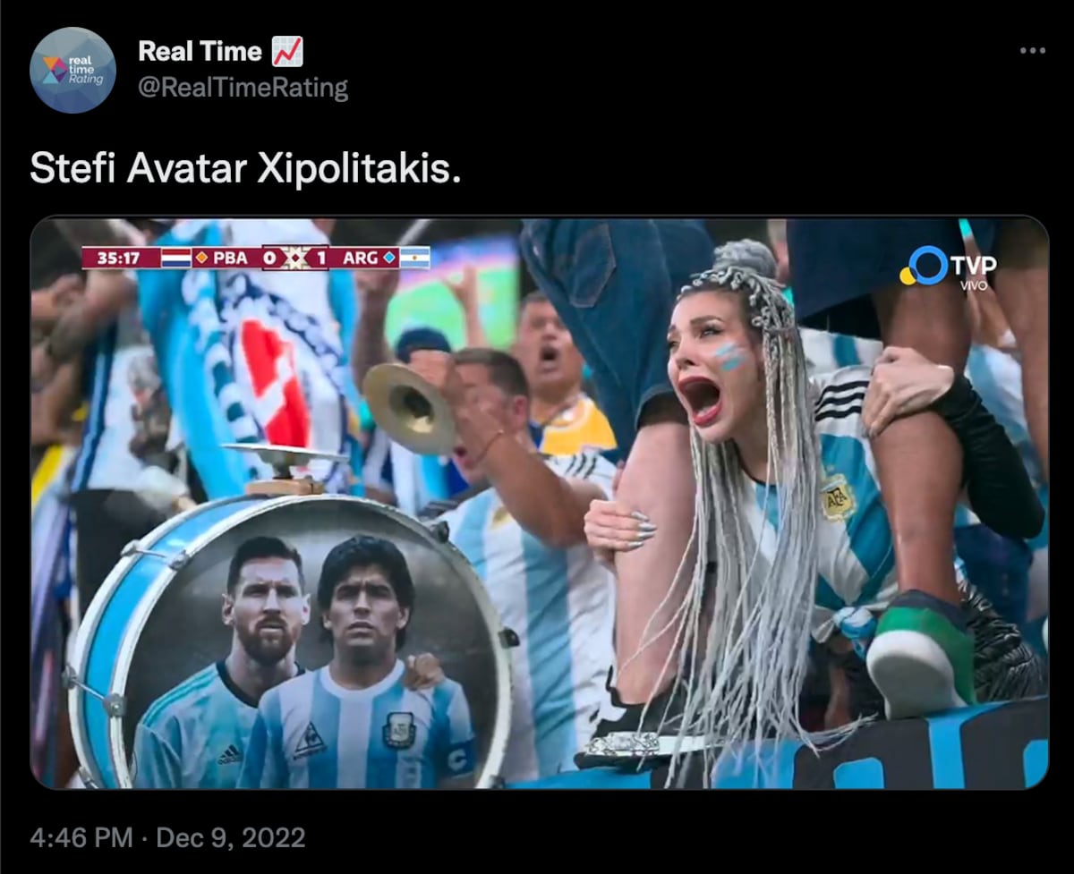 Stefy Xipolitakis celebrando la victoria de Argentina.