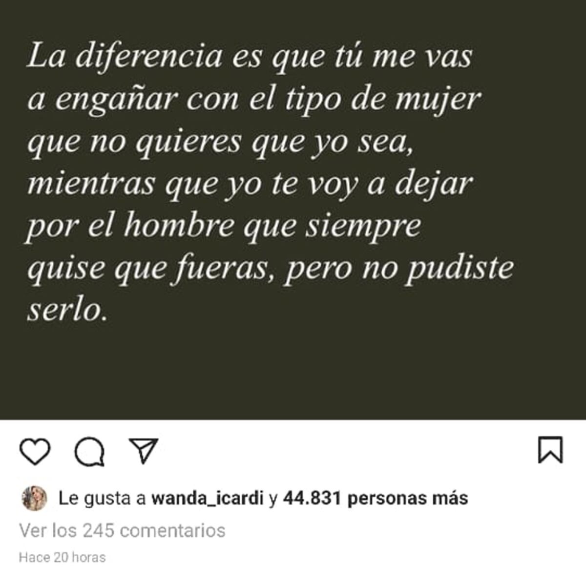 El posteo de Wanda Nara. (Instagram)