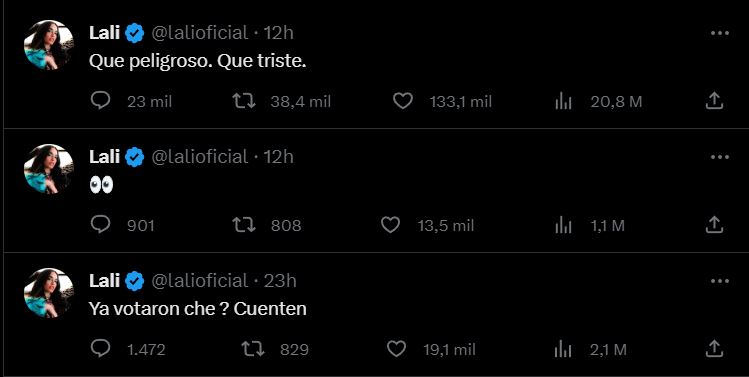 Lali Espósito opina en Twitter