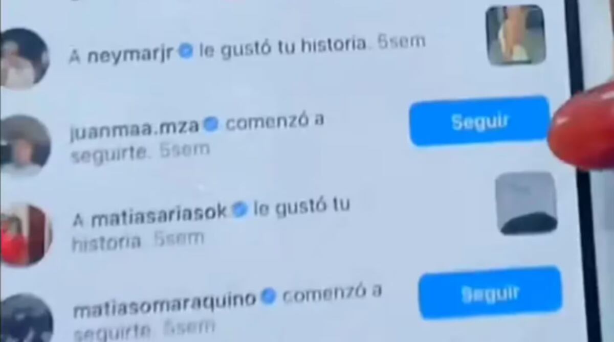 Coti Romer mostró el like de Neymar. (Captura)