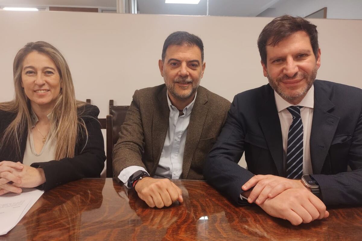 Promotores. Vanesa Escalante Paz, José D'Antona y Eduardo Bittar, presentaron el proyecto del Colegio de Abogados para concientizar en los colegios secundarios sobre la violencia digital y las consecuencias jurídicas que trae el face swaping. (La Voz)