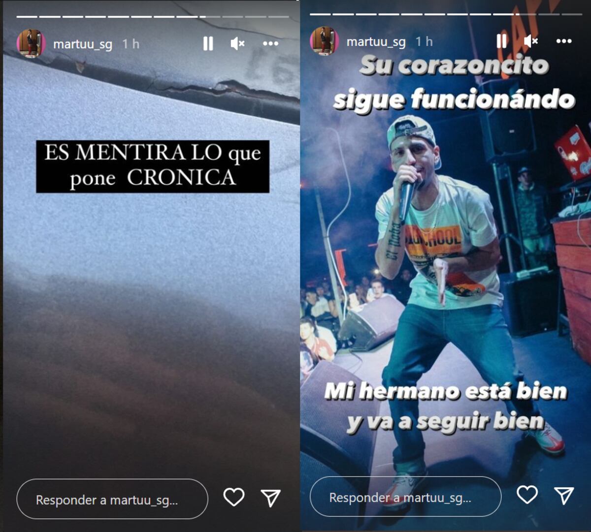 Historias de Martina Segovia, hermana de El Noba. (Instagram @martuu_sg)