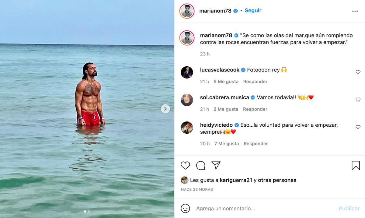 Mariano Martínez en la playa