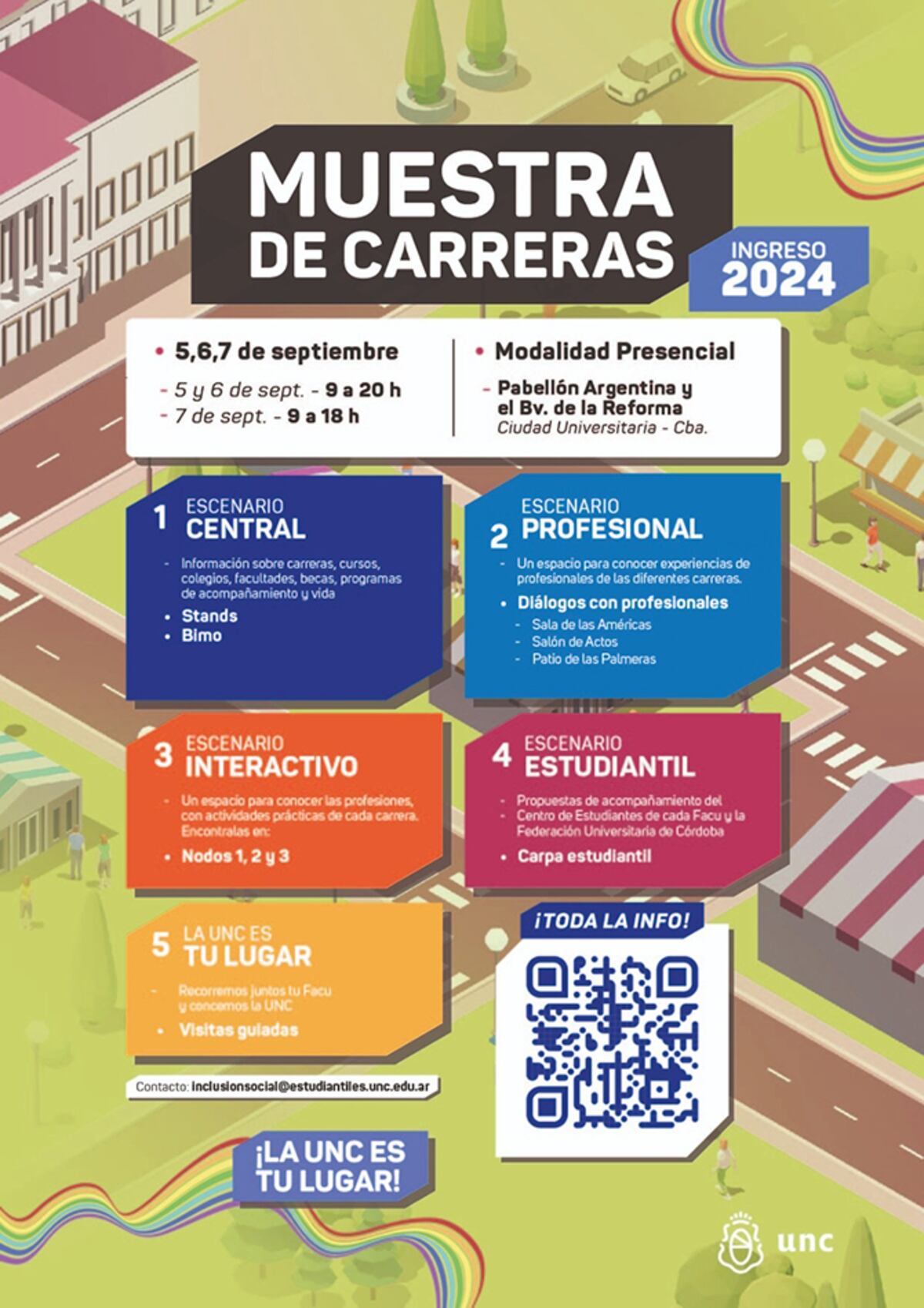 Muestra de carreras UNC. (Flyer informativo)