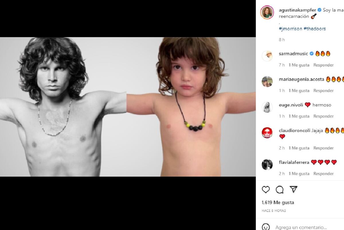 Agustina Kämpfer hizo esta imagen para comparar a su hijo con el músico (Instagram).