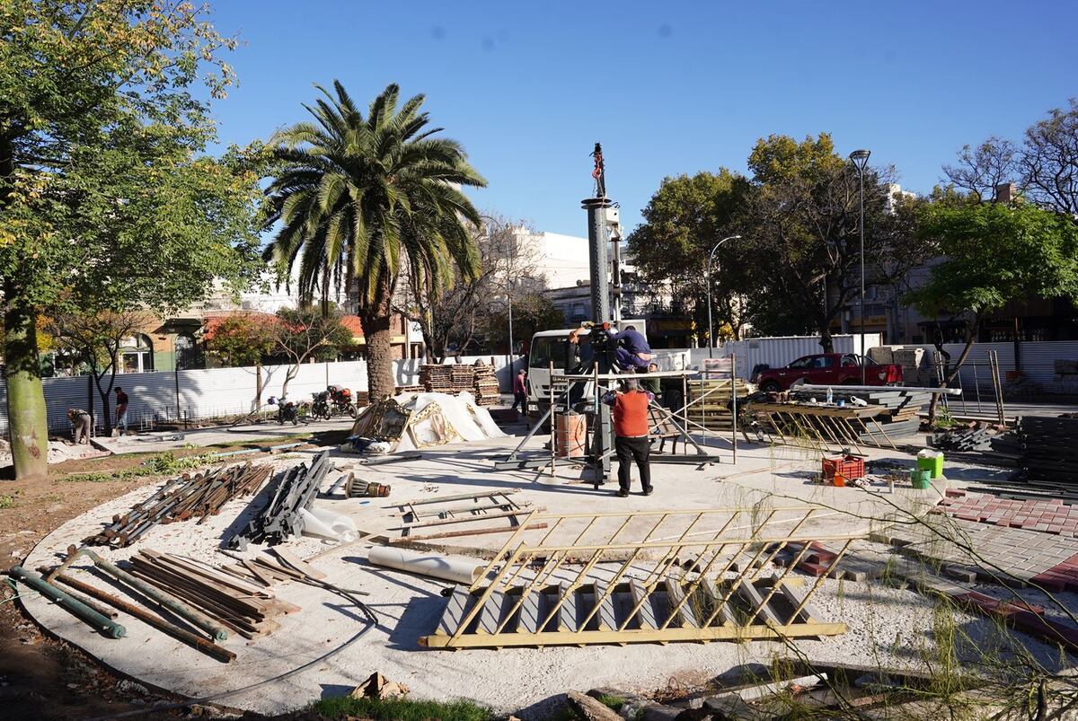 Así va quedando la obra de puesta en valor de la plaza Alberdi, de barrio General Paz (Municipalidad de Córdoba).