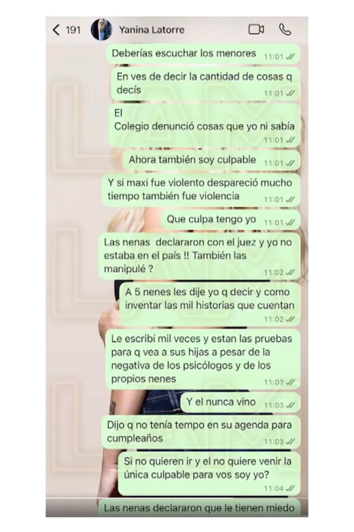 Los chats que filtró Wanda Nara. (Captura)