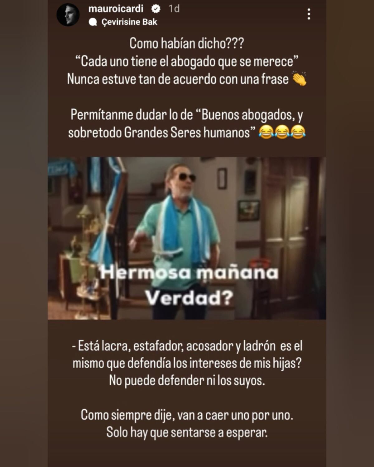 La de dedicatoria de Icardi a Payarola. (Captura)