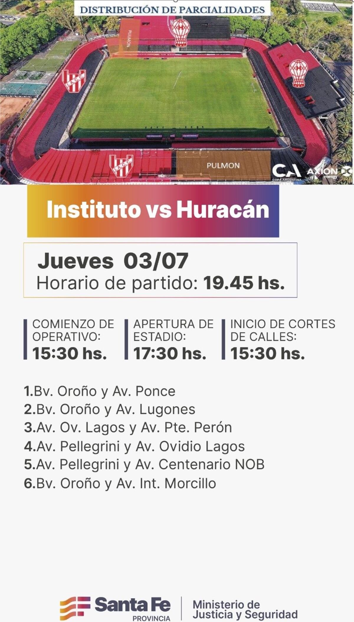 El operativo de seguridad de Instituto-Huracán. (Captura).