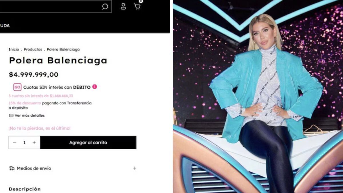 La polera balenciaga es un lujo que no todos pueden darse y Wanda Nara la vende en su tienda virtual.