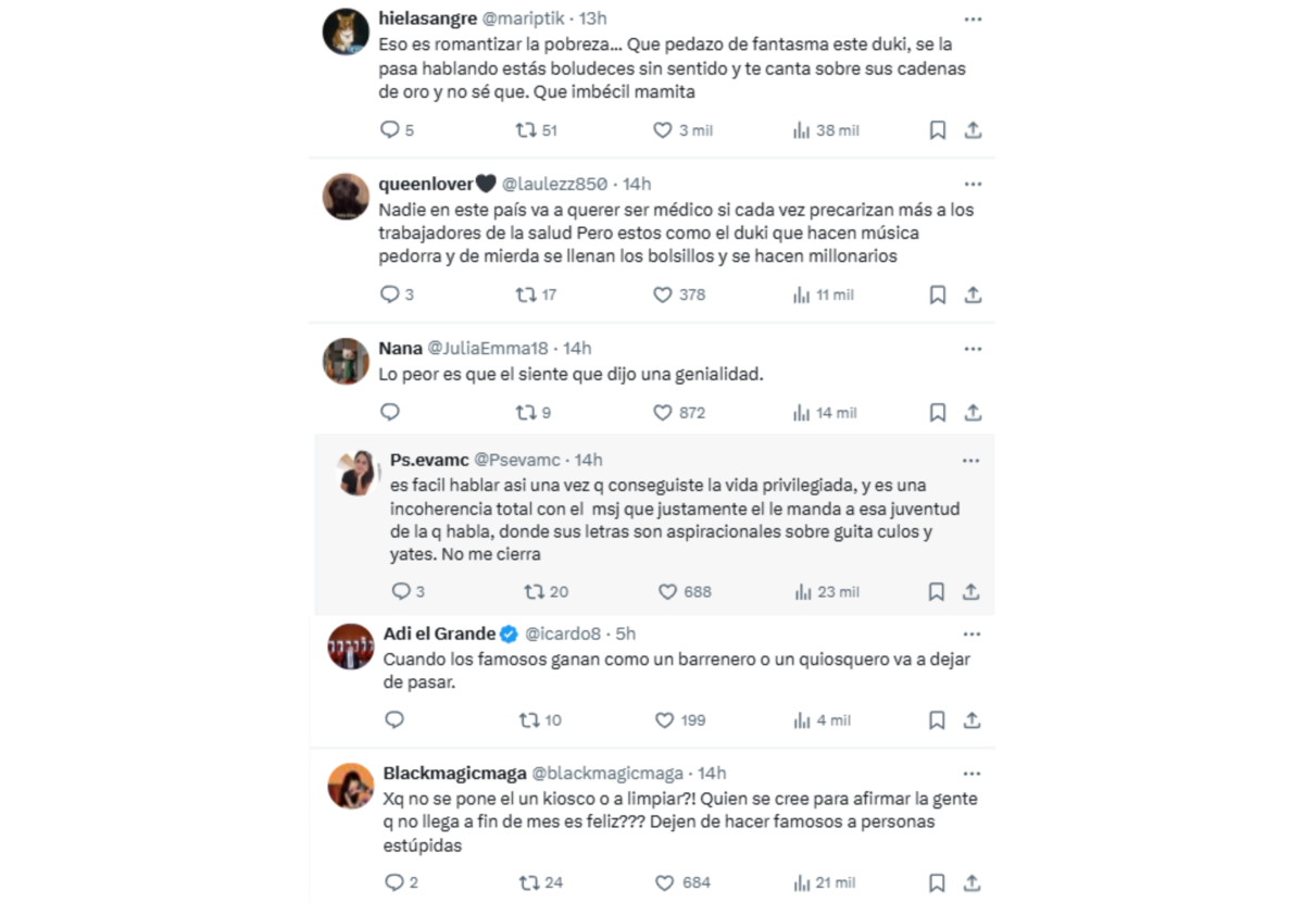 La críticas a Duki.