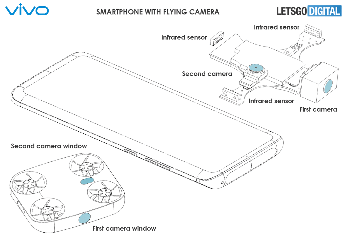 El smartphone trae un minúsculo dron incorporado (Imagen de Vivo)