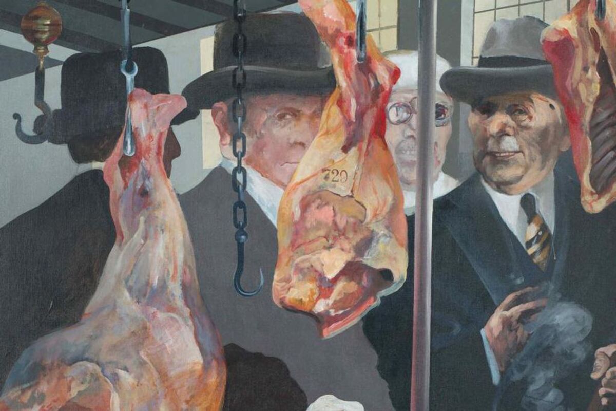 Fragmento de "Carne de primera N° 1", 1972, de la serie "Manos anónimas", de Carlos Alonso. (Fotografía de Pablo Messil, gentileza Museo Nacional de Bellas Artes)