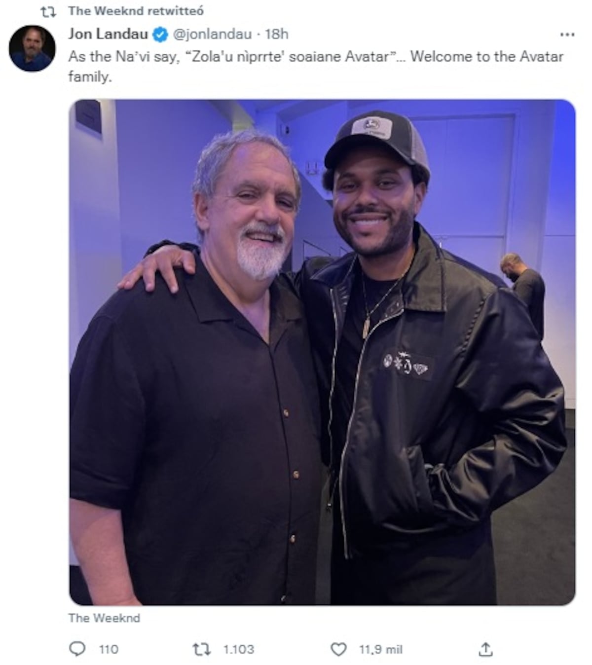 Jon Landau, productor de la secuela de "Avatar", le dio la "bienvenida" a The Weeknd (Captura de pantalla)