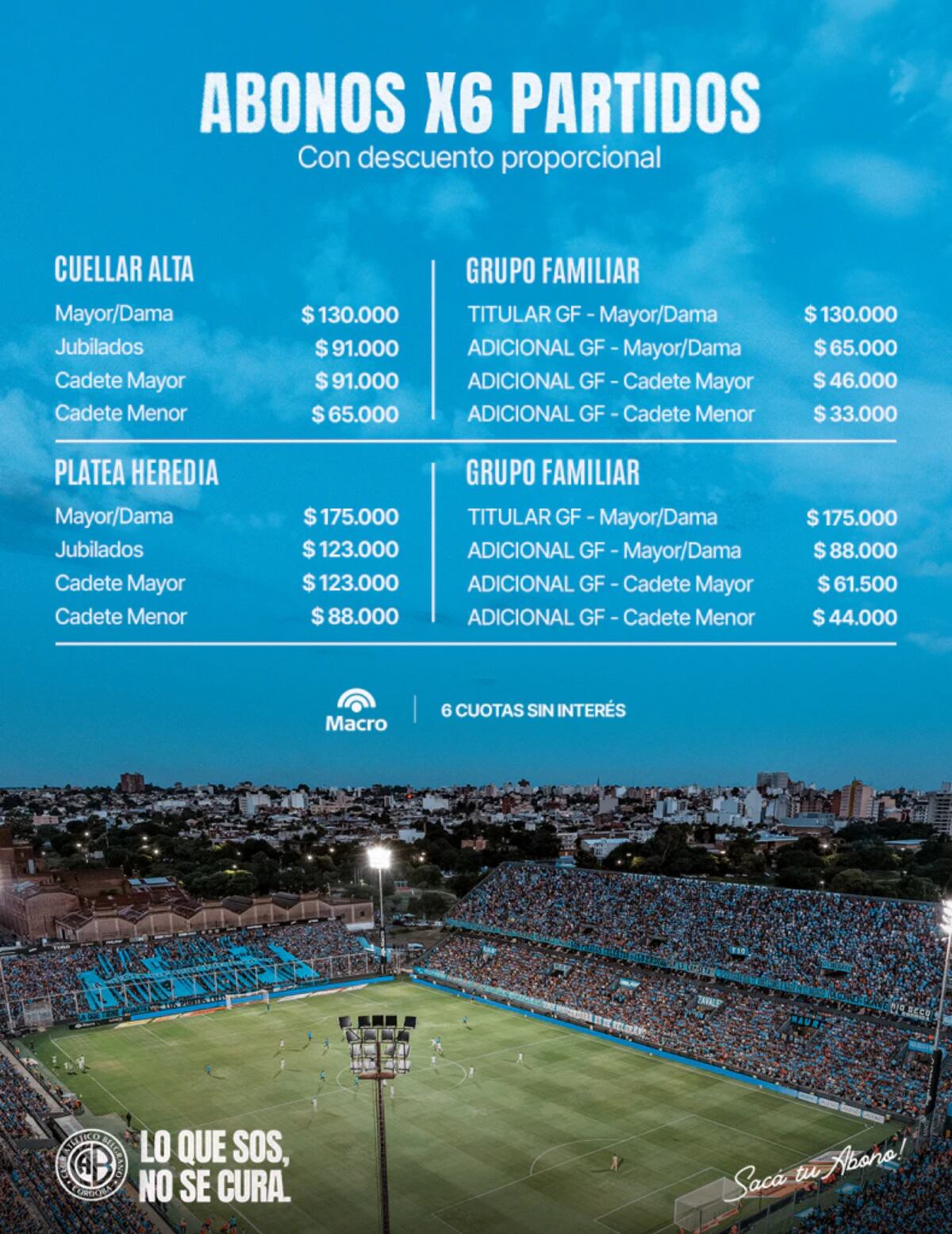 Descuentos para socios en Belgrano para 2026. (Prensa Belgrano)