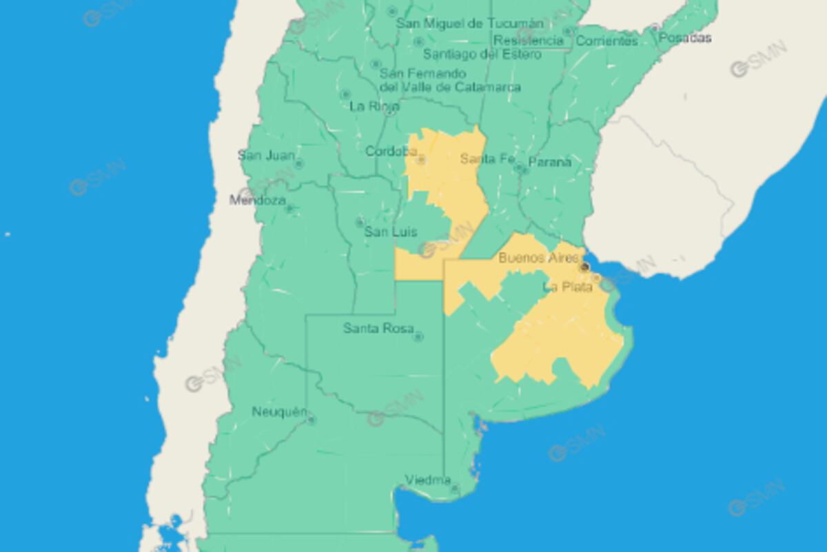Alerta por temperaturas extremas por calor para este domingo 15 de enero. (SMN)