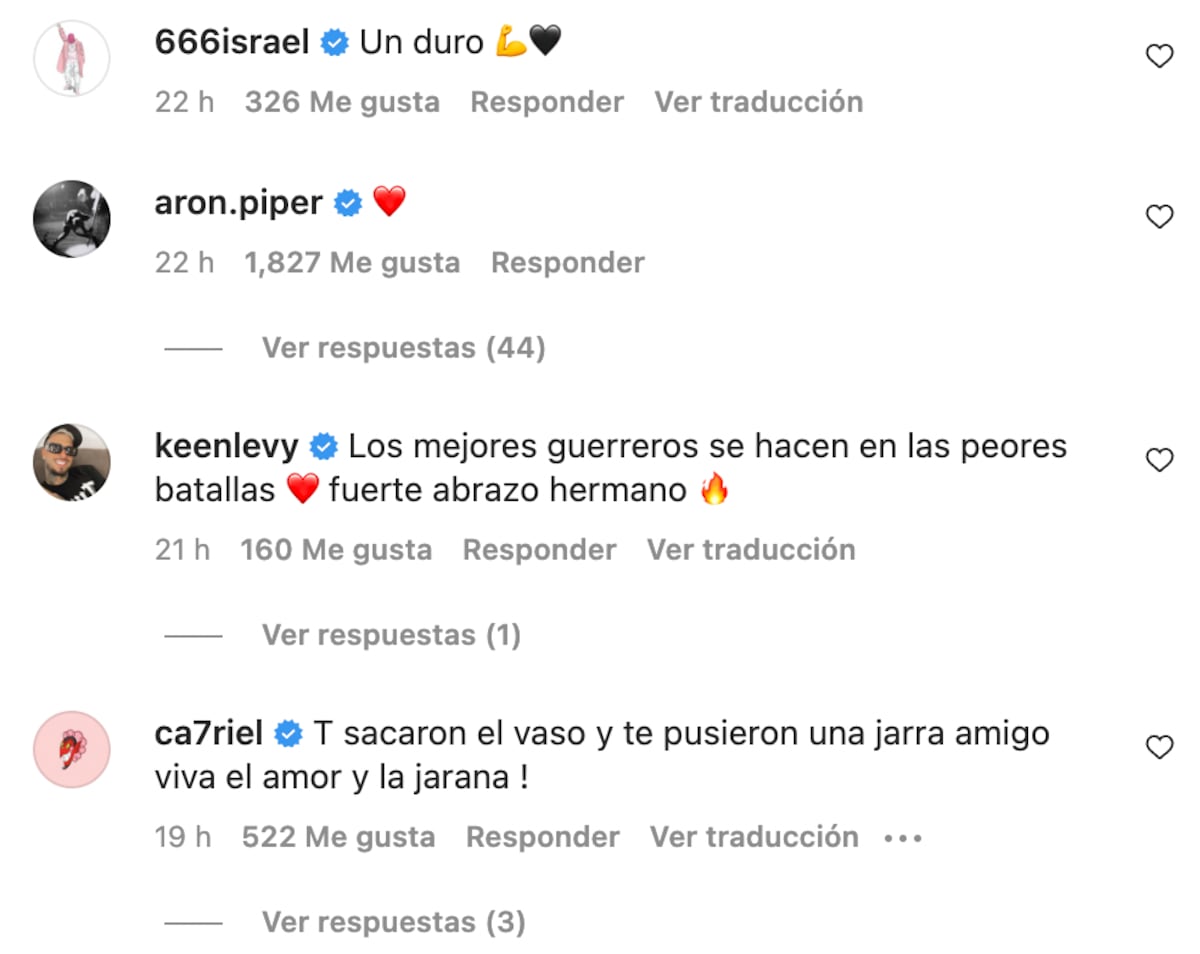 Algunos de los comentarios de famosos que recibió.