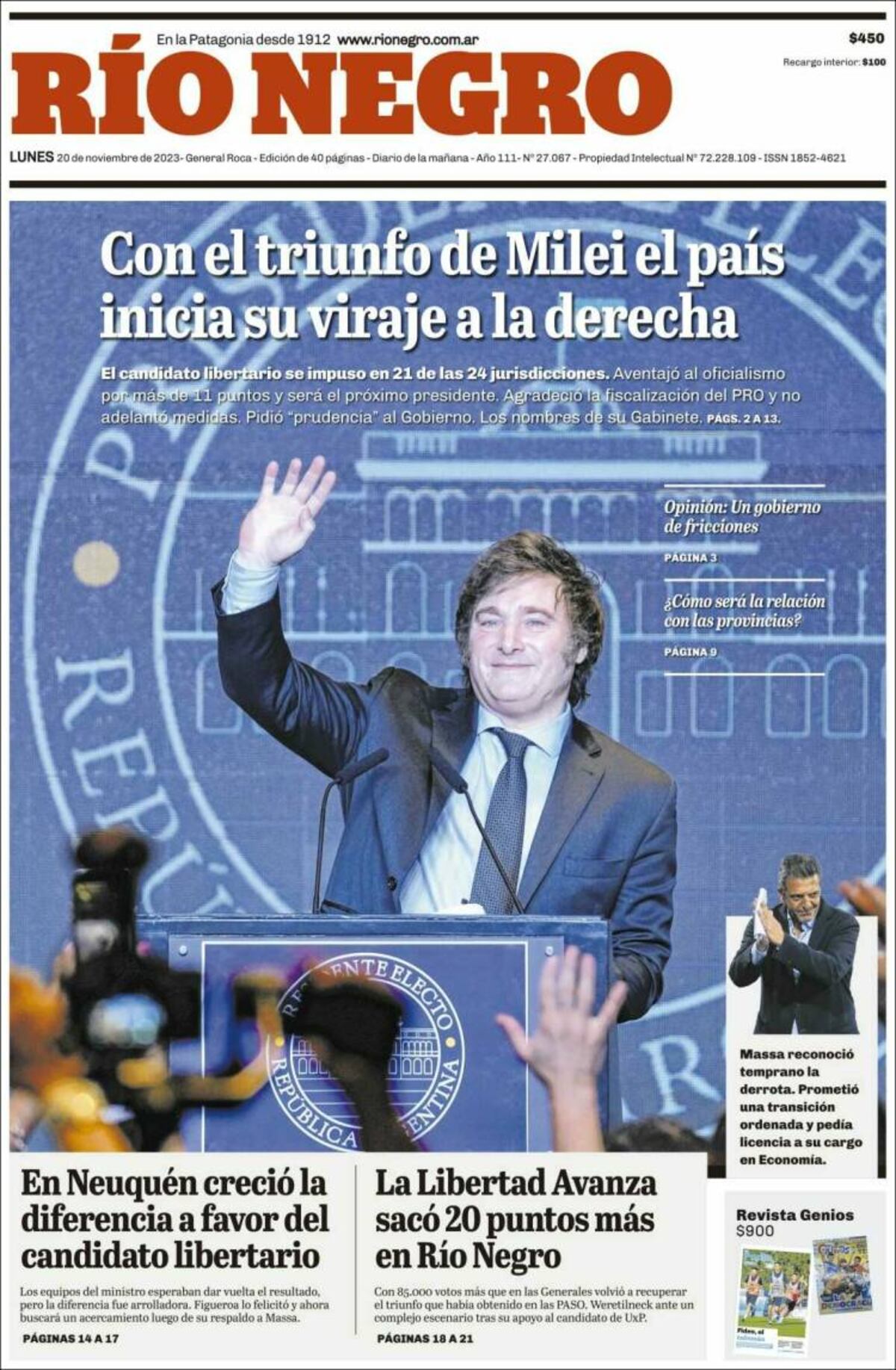 Las tapas de diarios argentinos y del mundo por el triunfo de Milei.