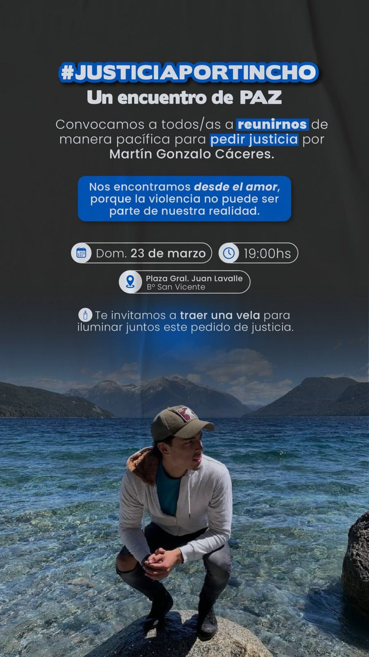 Familiares y amigos de Martín Cáceres, el joven en coma tras ser atacado, marcharon este domingo esperando su recuperación