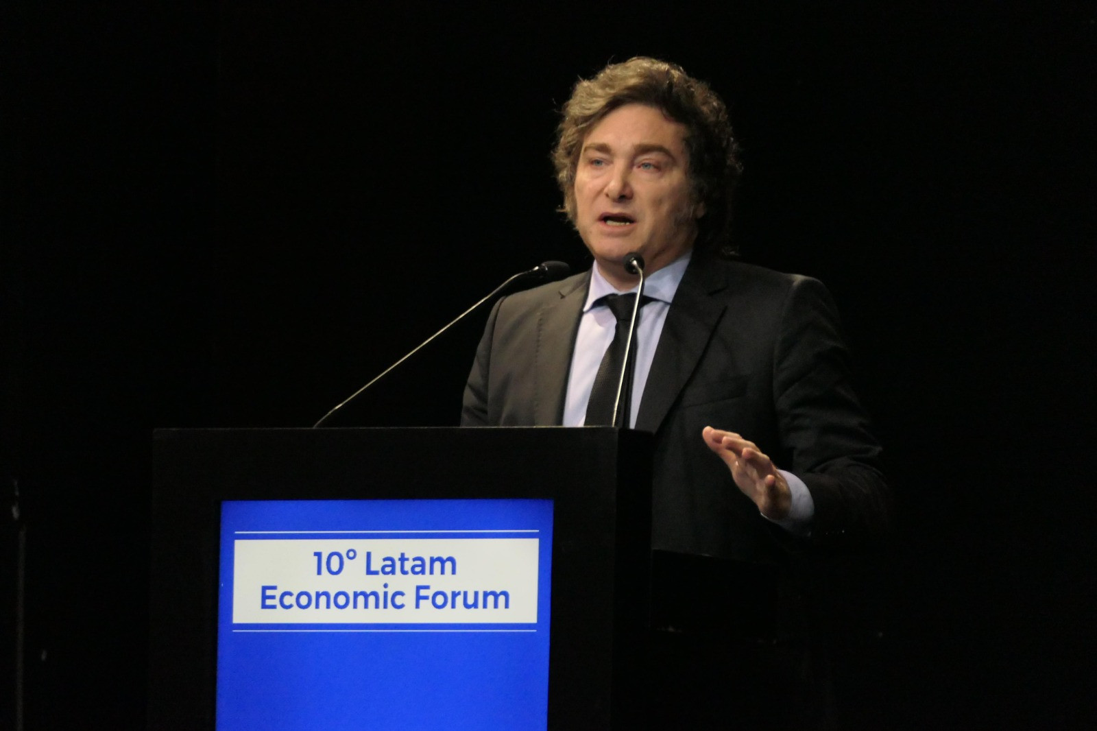El presidente Javier Milei disertó en el 10 Latam Economic Forum.  (Clarín)