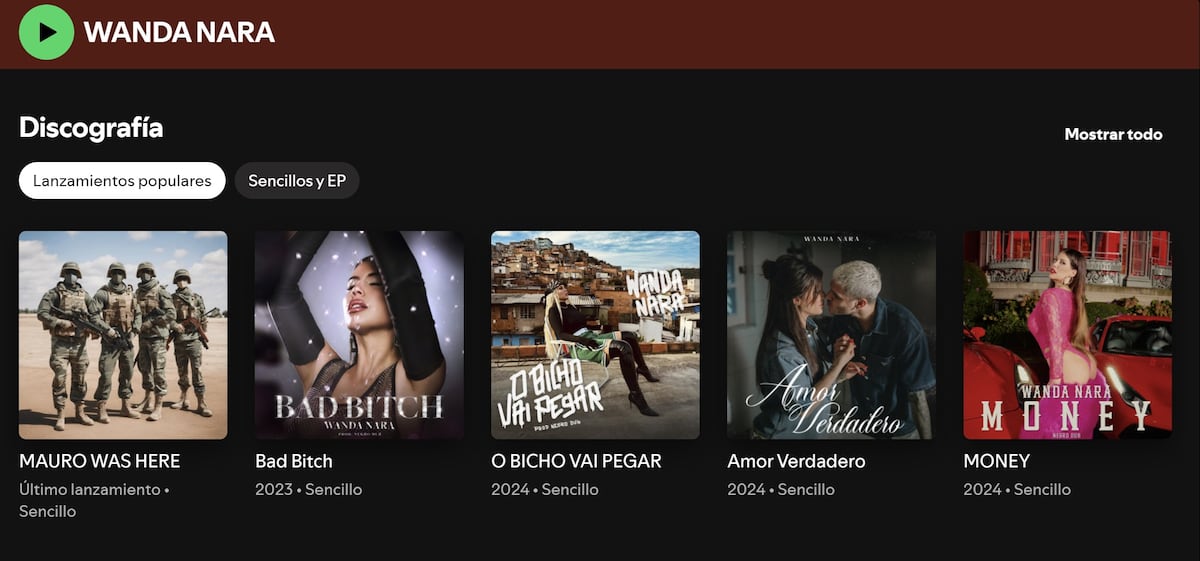El hackeo que sufrió Wanda Nara en su cuenta de Spotify (Captura de pantalla)