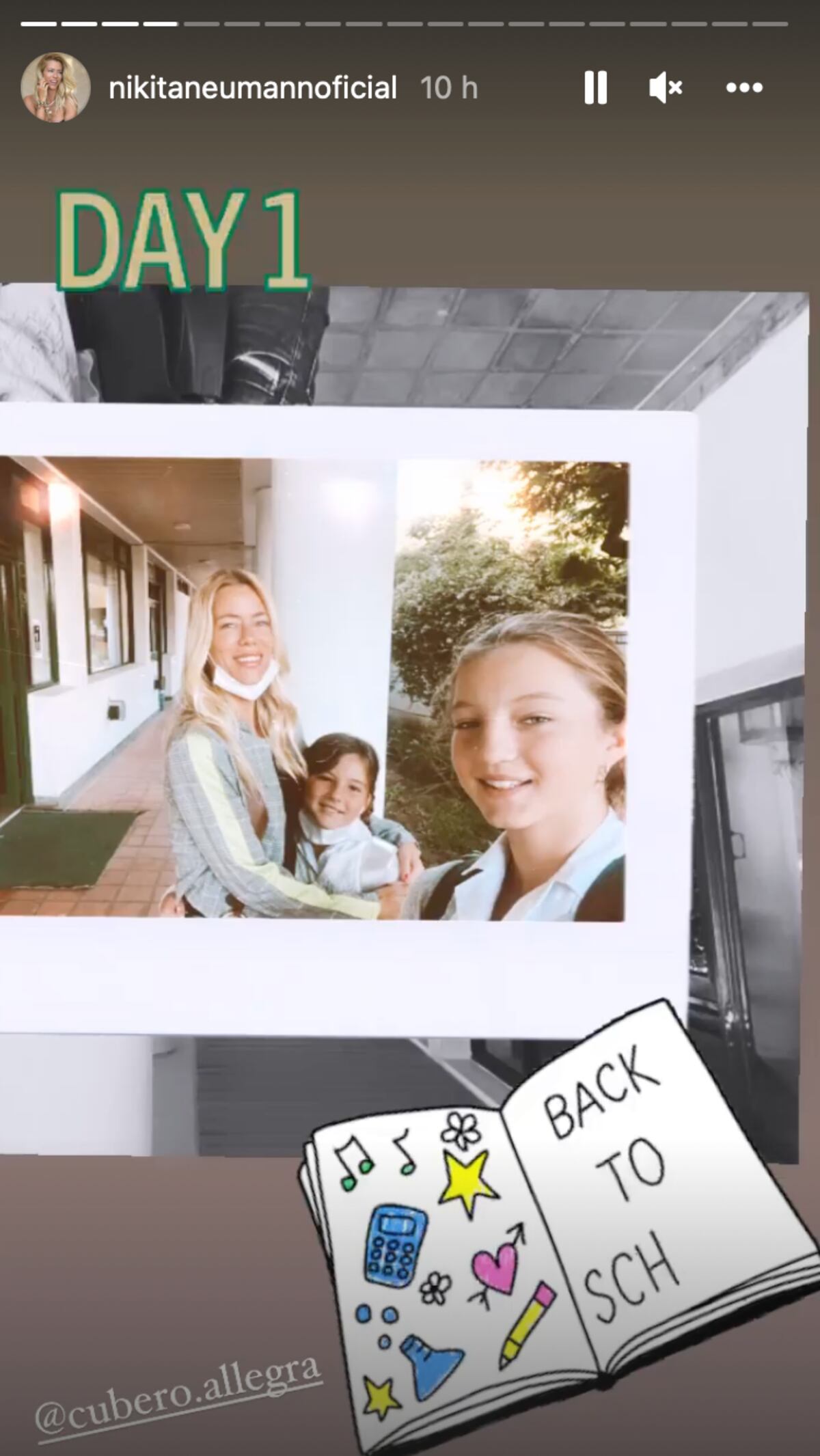 Las fotos que publicó Nicole de sus hijas empezando las clases