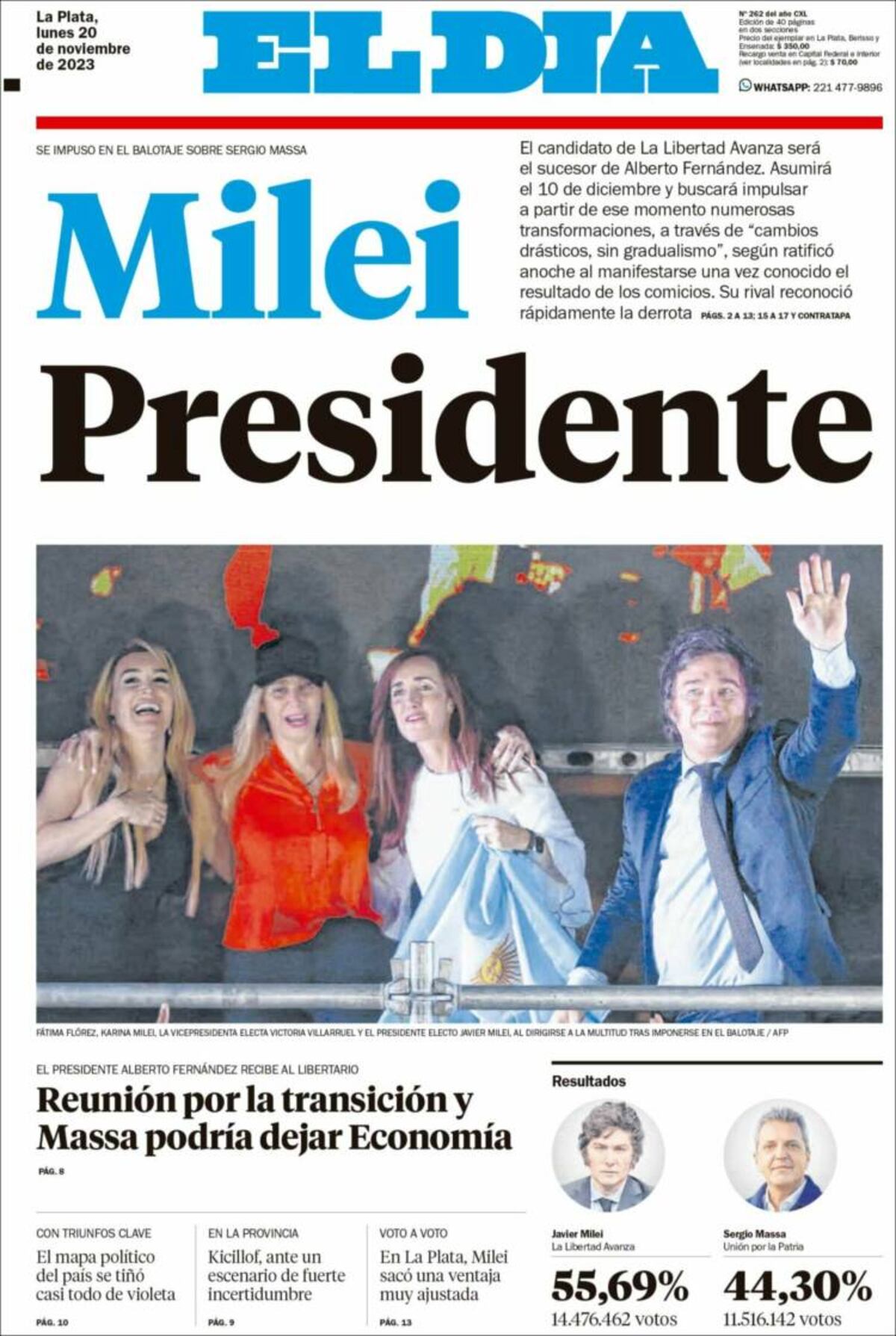 Las tapas de diarios argentinos y del mundo por el triunfo de Milei.