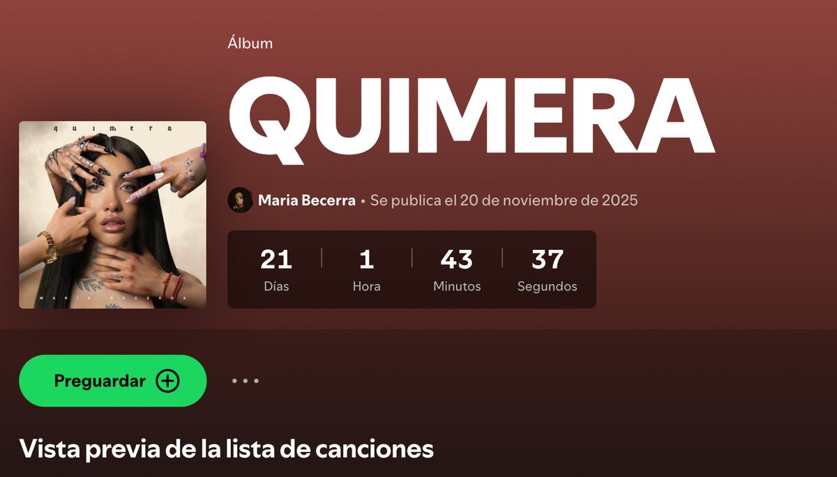 "Quimera" es el nombre del próximo disco de María Becerra que saldrá el 20 de noviembre. (Foto: Captura de pantalla)