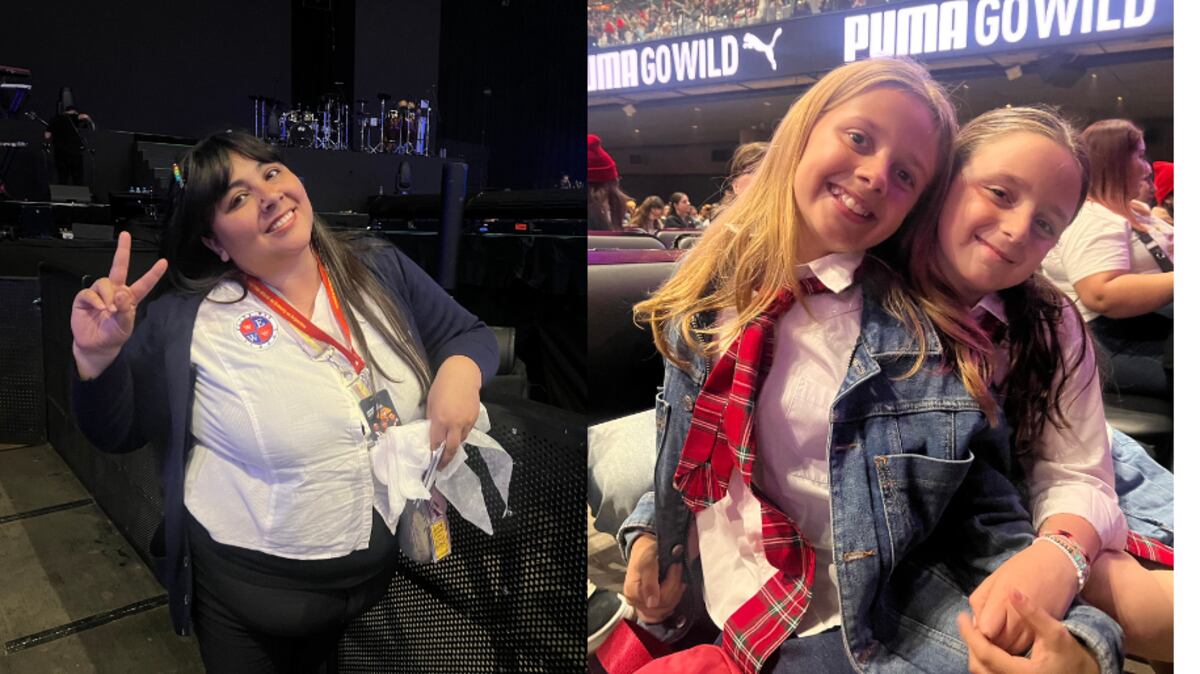 Izquierda: Agustina, miembro del club de fans de Erreway. Derecha: Lupe y Delfina, nueva generación de fans