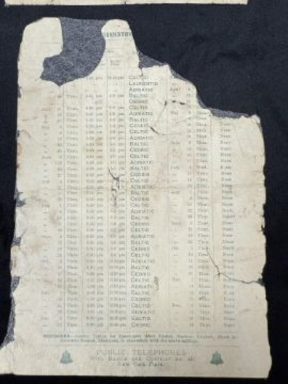 La lista de pasajeros del Titanic que se subasta.
