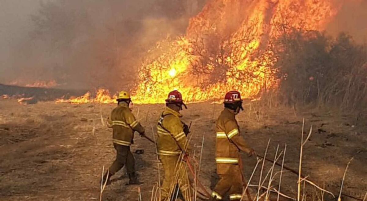 Bomberos combaten el incendio en Cosquín (Gentileza Plan Provincial de Manejo del Fuego) 