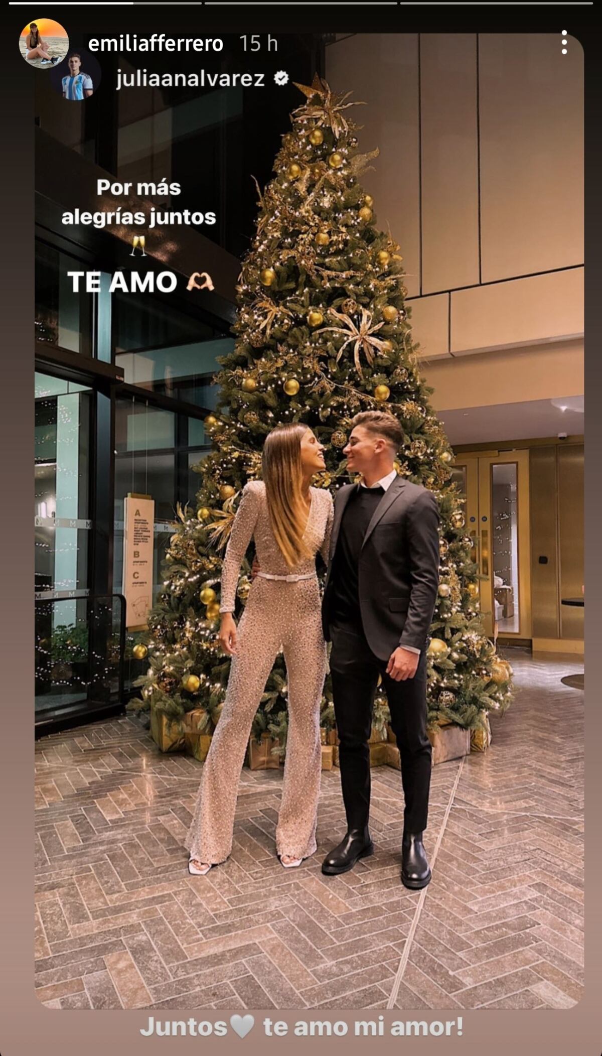 Julián Álvarez y Emilia Ferrero, juntos en Año Nuevo (Captura de pantalla)