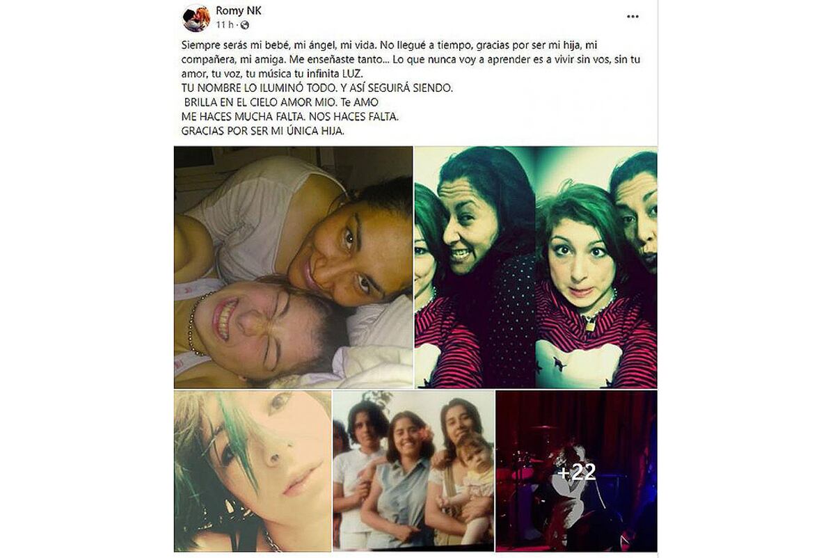 Despedida. La madre de Luz la despidió en redes sociales (Captura).