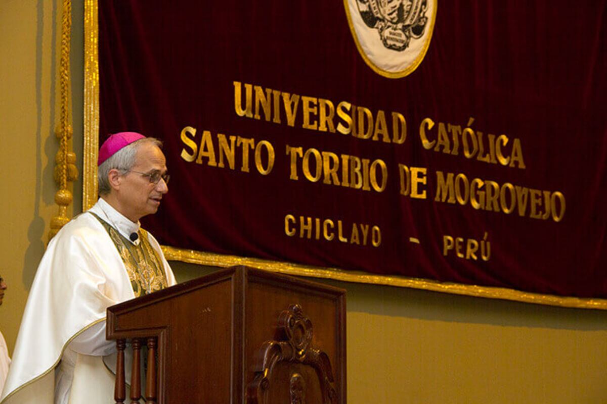 Prevost en un discurso cuando fue obispo de Chiclayo.