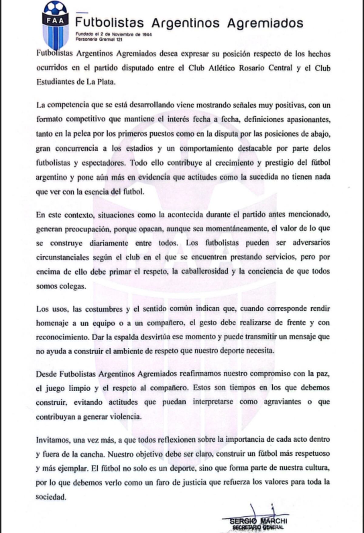 El comunicado de Agremiados.