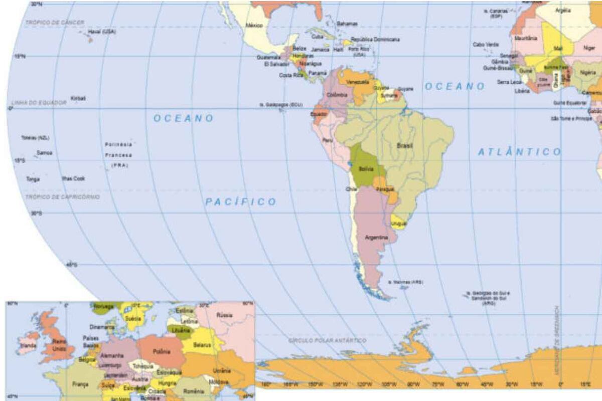 El mapa-mundi del Instituto Brasileiro de Geografia e Estatística (IBGE).