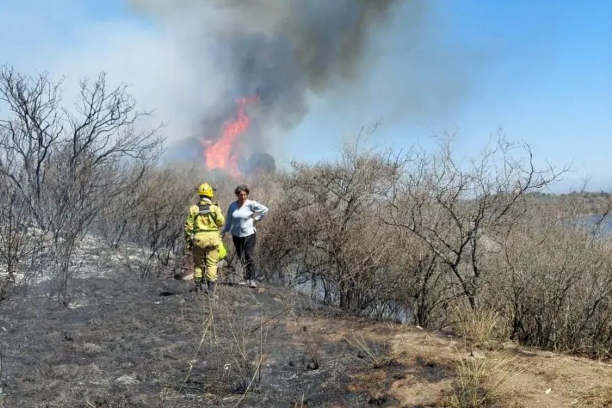 Incendio forestal en Embalse. (Facebook Bomberos Embalse)