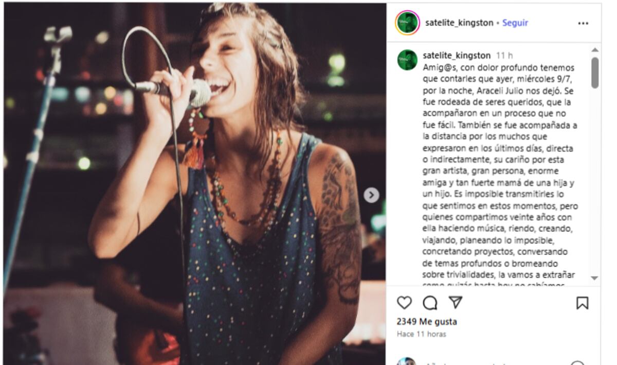 Araceli Julio era cantante de la banda Satelite Kingston. (Captura)