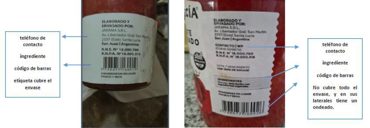 Anmat prohibió la comercialización de producto rotulado como "Salsa de tomate libre de gluten". (Foto: Anmat)