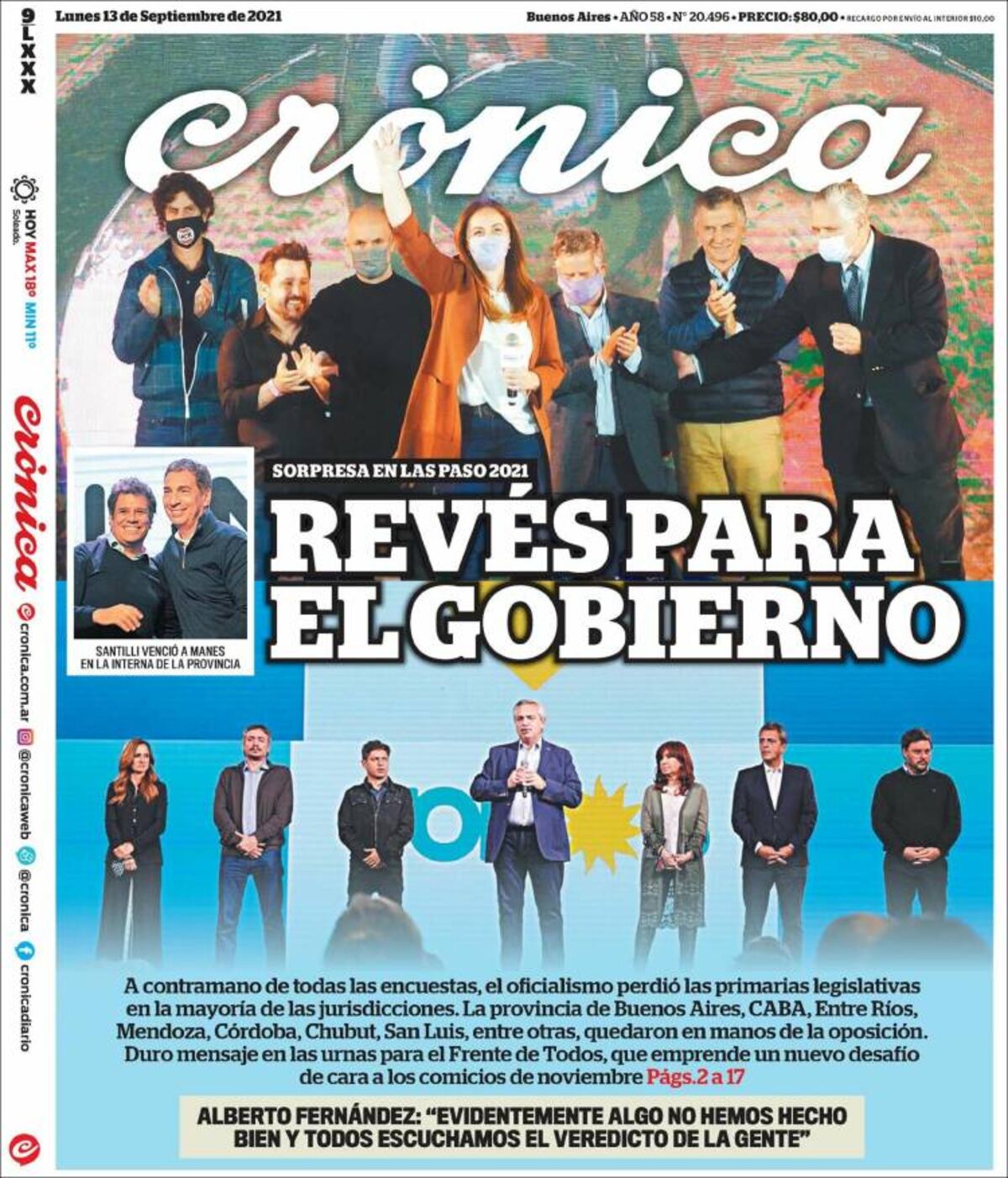 Tapas de los diarios de Argentina.