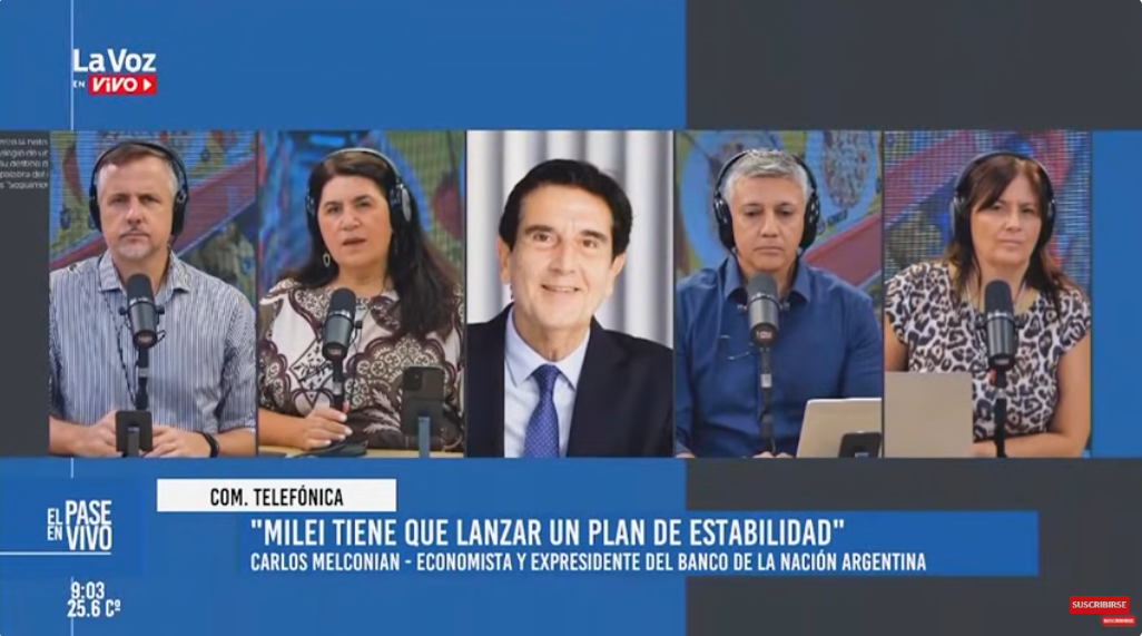 Carlos Melconián en La Voz en Vivo. (Captura)