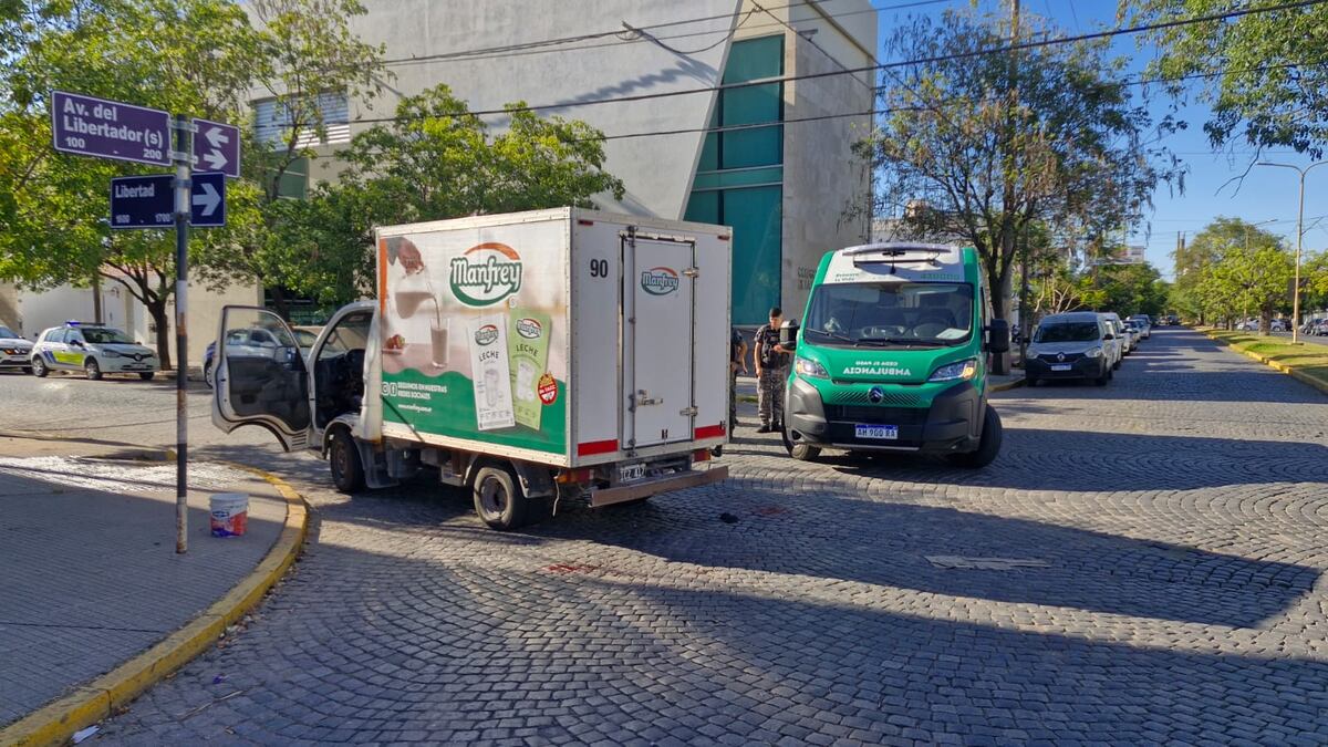El camión repartidor hurtado, al ser detenido justo frente a la sede de la Policía